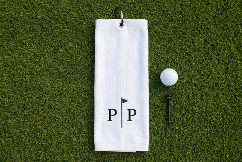 The Par & Principle Golf Towel, white cotton with P|P monogram